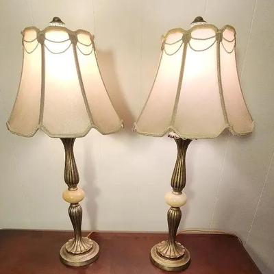 ​Pair of Ornate Vintage Hollywood Regency Table Lamps