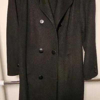 Black Wool Overcoat with Matching Scarf