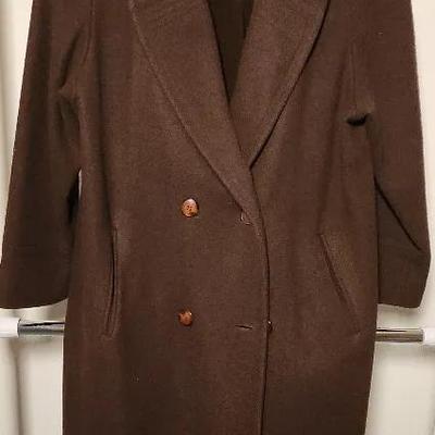 Brown Wool Blend Coat with Hat & Scarf