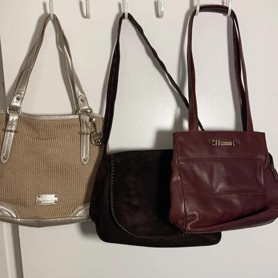 Aigner Leather Purse, Brown Suede Purse, SAK Linen Purse 