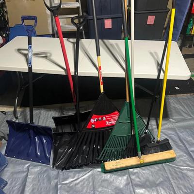 Brooms, Rakes, Ladder & Snow shovels 
