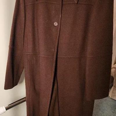 Brown Women’s Wool Coat with Matching Scarf
