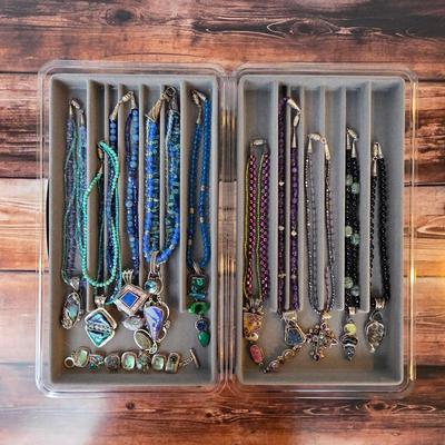 Sale Photo Thumbnail #141: Sterling silver and gemstone necklaces from the Echo of the Dreamer line, Mars and Valentine, and Amy Kahn Russell