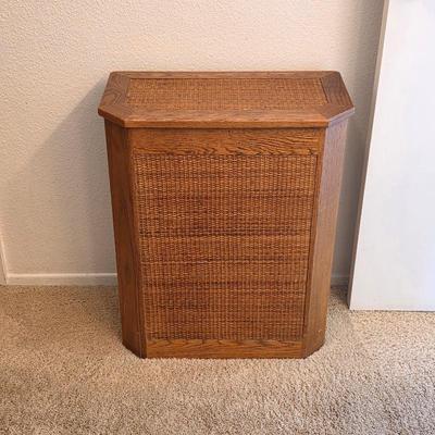 Sale Photo Thumbnail #71: Vintage wood and rattan hamper