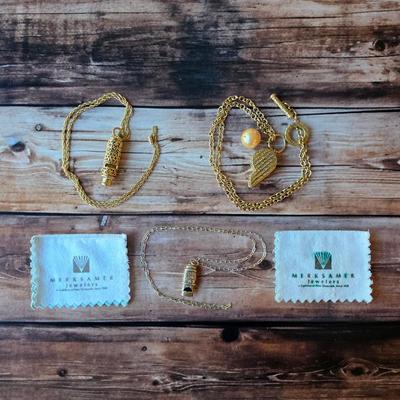 Sale Photo Thumbnail #19: Rare 1990s Givenchy gold plated whistle necklace, vintage Max Factor whistle necklace, 