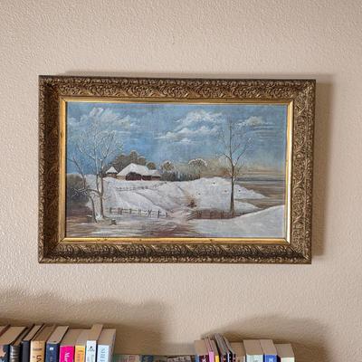 Sale Photo Thumbnail #30: Gorgeous antique oil painting in ornate gold frame