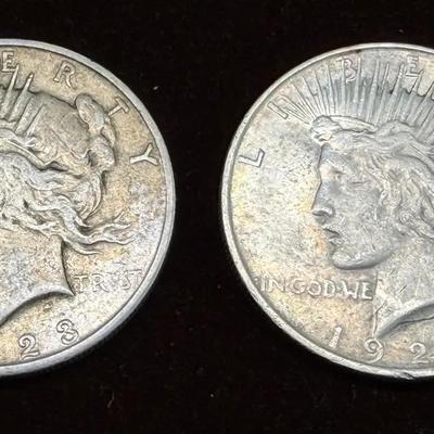 DMJ361 - 1923-S & 1927-D Peace Silver Dollars