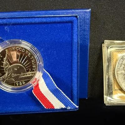 DMJ324 - 1986 Proof Liberty Half Dollar & Alaska Silver Anniversary Coins