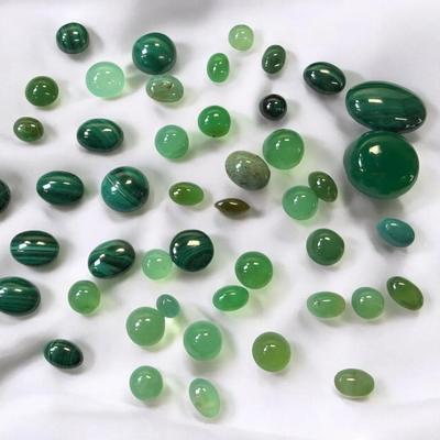DM118 - Loose Green Cabochon Gemstones – Mixed Shapes & Sizes, Untested 