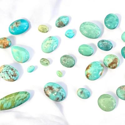 DM121 - Mixed Blue-Green Turquoise-Type Cabochons, Assorted Shapes & Sizes