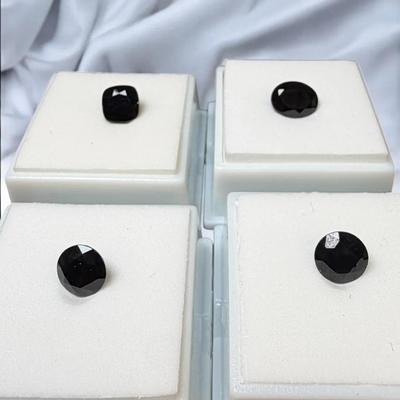 DM132 - 4 Black Spinel Faceted Stones - 2.25ct, 2.85ct, 2.3ct, 2.3ct