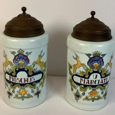 Delft Apothecary Jars (Set of 2)