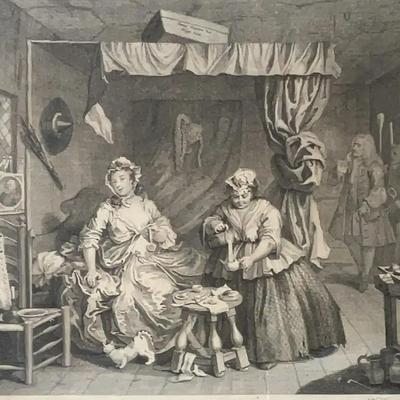 Print of Plate 3 from A Harlot’s Progress by William Hogarth