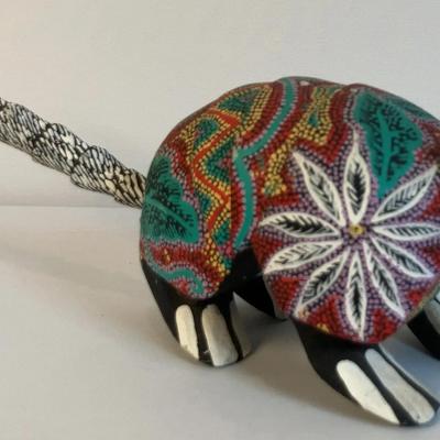 Hand Painted Wooden Armadillo By Pepe Santiago 
