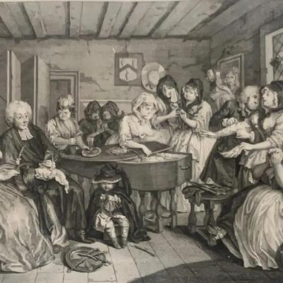 Print of Plate 6 from A Harlot's Progress By William Hogarth