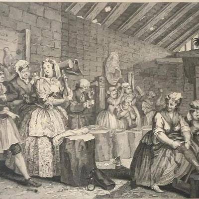 Print of Plate 4 from A Harlot’s Progress by William Hogarth