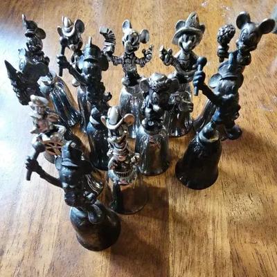 Vintage Miniature Silver Plate Pewter Mickey Mouse Bells 