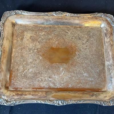 Vintage Wm Rogers 290 Silver Plate Ornate Victorian Serving Platter