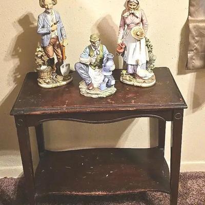 Side Table With Vintage Homco Figures 