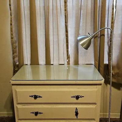 White Dresser And Lamp 