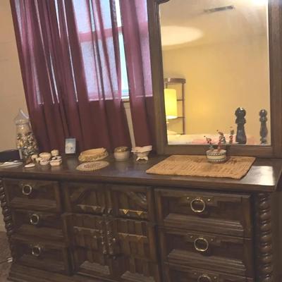 Dresser With Mirror And Decor 