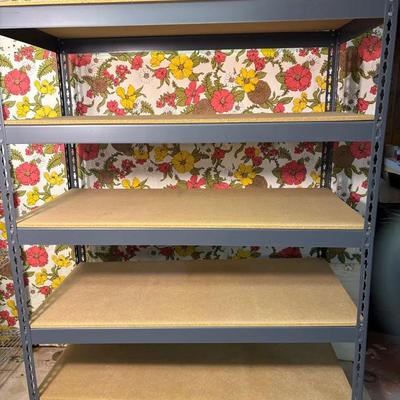 Heavy-Duty Adjustable Metal Storage Shelf with Particle Board Shelves – 5-Tier Unit