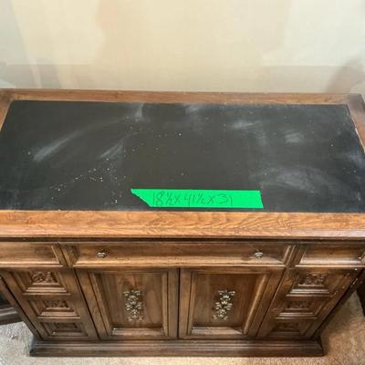Traditional Wood Sideboard with Black Laminate Top & Storage