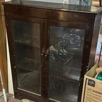 Wooden Shelf With Glass Doors