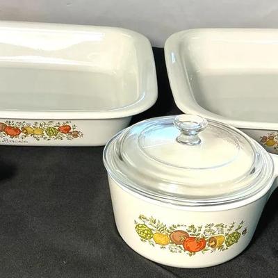 Vintage CorningWare Spice Of Life Casserole and Saucepan Set (5 Pieces)