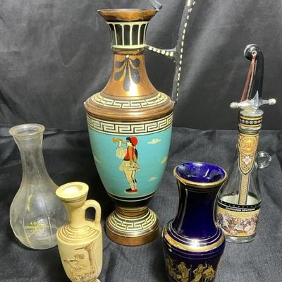 Greek-Themed Decorative Vessels and Souvenir Pieces