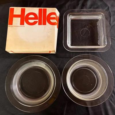 Heller Glass Serving Dishes – Modern Ribbed Design with Original Box