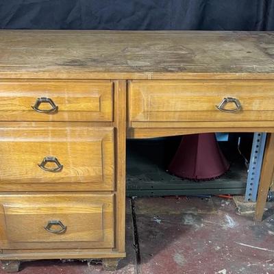 Beautiful Vintage Wooden Writing Desk with Drawers – Project/Restoration Piece
