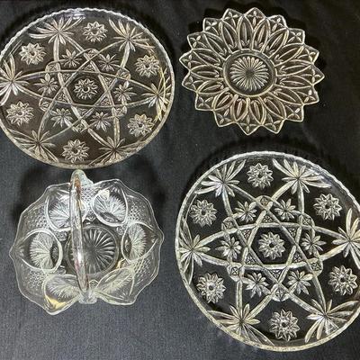 Lot of Cut Crystal Serving Dishes & Plates