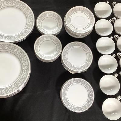 Imperial China “Whitney” Pattern Dinnerware Set – Service for 12 – Platinum Scroll Design
