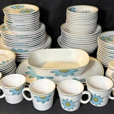 Vintage Noritake Blue Floral Dinnerware Set – Large Assorted Service with Serving Pieces