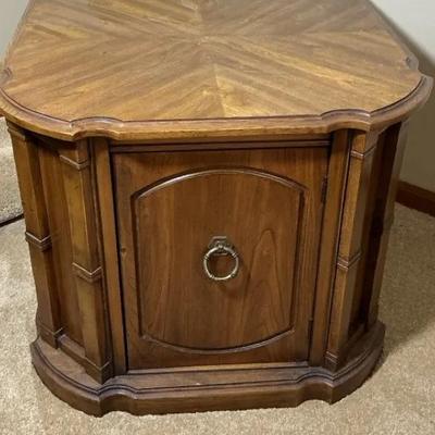 Walnut End Table With Storage 