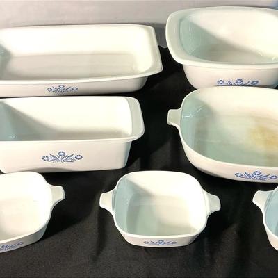 Vintage CorningWare Blue Cornflower Casserole & Loaf Dish Set (7 Pieces)