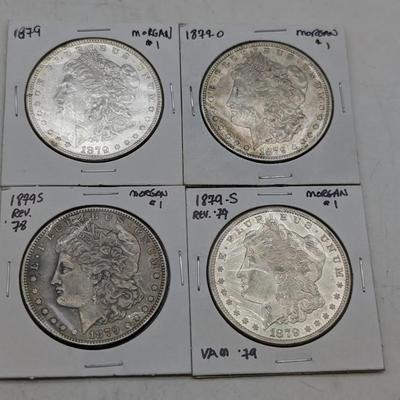1879 P, O, S (Rev. Of '78), & S (Rec. Of '79) Morgan Dollars 