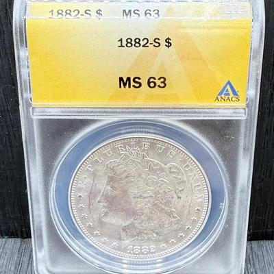 1882-S Morgan Dollar ANACS MS63