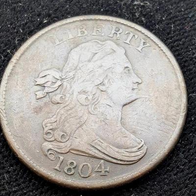 1804 Draped Bust Half Cent...Spiked Chin