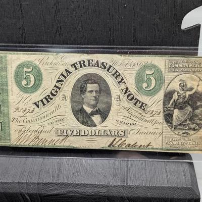 1862 $5 Virginia Treasury Note