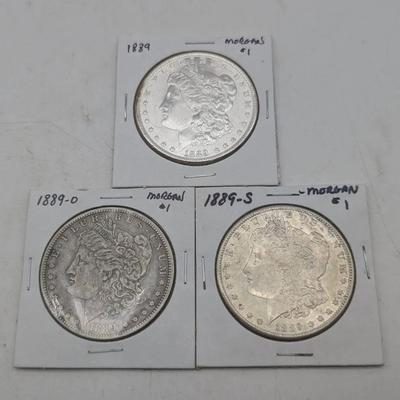 1889- P, O, & S Morgan Dollars 