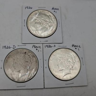 1926 P, D, & S Peace Dollars