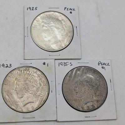 1923, 1925 & 1935-S Peace Dollars
