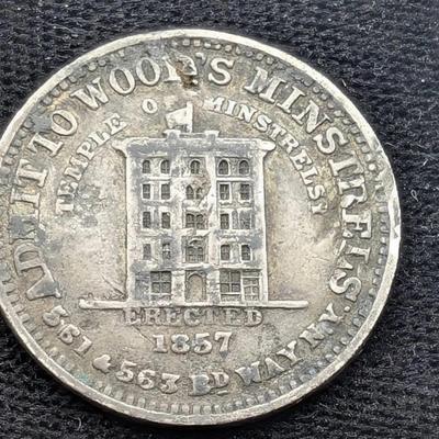 1857 Wood's Minstrels Silver Token 