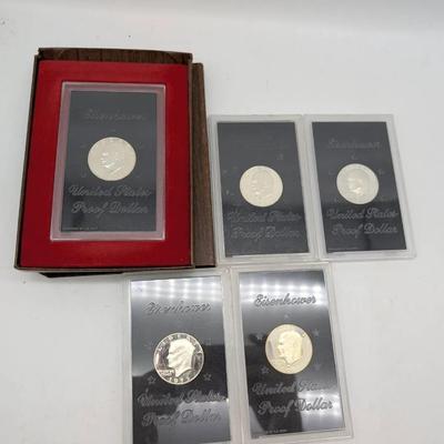 5 Proof Eisenhower Dollars w/ Holders