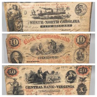 Three 1860's VA & NC Bank Notes