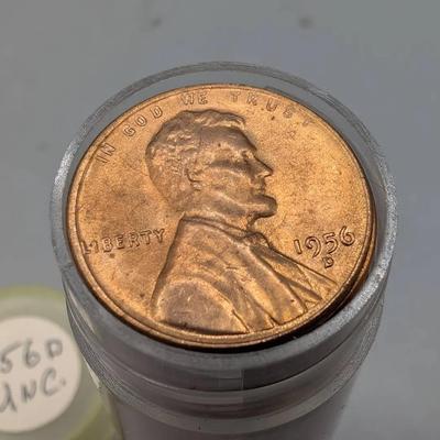 Roll Of Uncirculated 1956-D Wheat Pennies