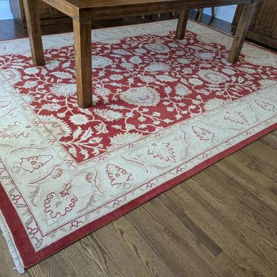 Red & Ivory Floral Area Rug (8 1/2' X 12')
