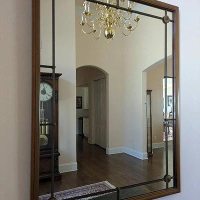 Decorative Framed Wall Mirror with Beveled Panels